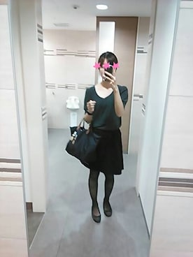 「earth music&ecology（アースミュージックアンドエコロジー）のアイテム（バレエシューズ、ブラック系）」を使った、yuukiさん（レディース・170cm）の夏コーディネート