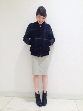 「Scye（サイ）のアイテム（スタジャン）」を使った、SHOKOさん（レディース・163cm）の冬コーディネート
