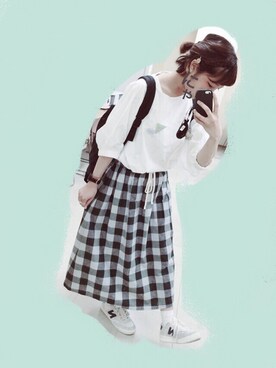 「バルーンスリーブ」｜まおにゃんさん（レディース・157cm）の春コーディネート