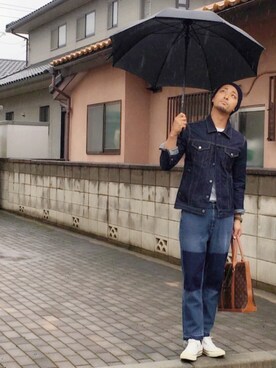 「雨」｜「アイテム（デニムジャケット）」を使った、daichiさん（メンズ・172cm）の夏コーディネート