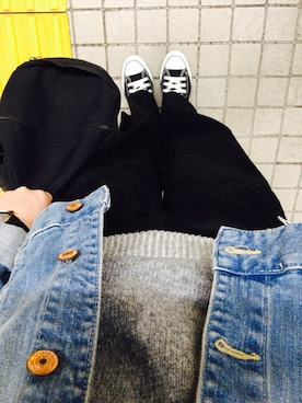 「CONVERSE（コンバース）のconverse コンバース ALL STAR HI オールスター ハイ 3206 BLACK(US)（スニーカー）」を使った、Akiiiiiさん（レディース・170cm・30代）の秋コーディネート
