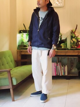 「ワークパンツ」｜「アイテム（マウンテンパーカー）」を使った、Chuuuさん（メンズ・171cm）の秋コーディネート