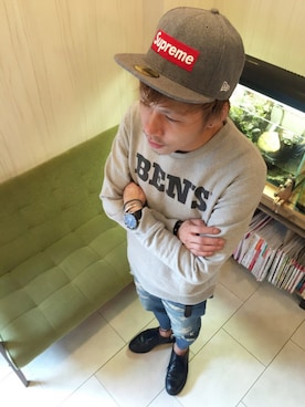 「BEN DAVIS（ベンデイビス）のアイテム（スウェット）」を使った、Chuuuさん（メンズ・171cm）の春コーディネート