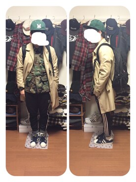 「adidas originals」｜「アイテム（トレンチコート）」を使った、ぎんさん（メンズ・168cm）の冬コーディネート