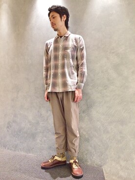 「HEALTH（ヘルス）のアイテム（その他パンツ）」を使った、森川 智さん（メンズ・172cm）の春コーディネート