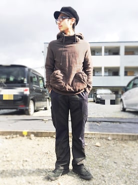 「ink（インク）のアイテム（スラックス）」を使った、森川 智さん（メンズ・172cm）の秋コーディネート