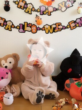 「halloween」｜「アイテム（サロペット/オーバーオール）」を使った、__0182さん（キッズ・70cm）の秋コーディネート