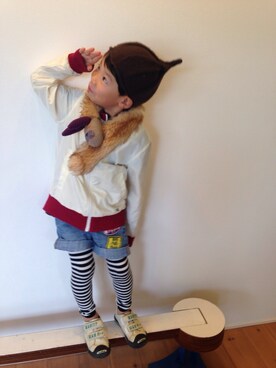 「uu」｜「アイテム（ニットキャップ/ビーニー）」を使った、tentenさん（キッズ・120cm）の冬コーディネート