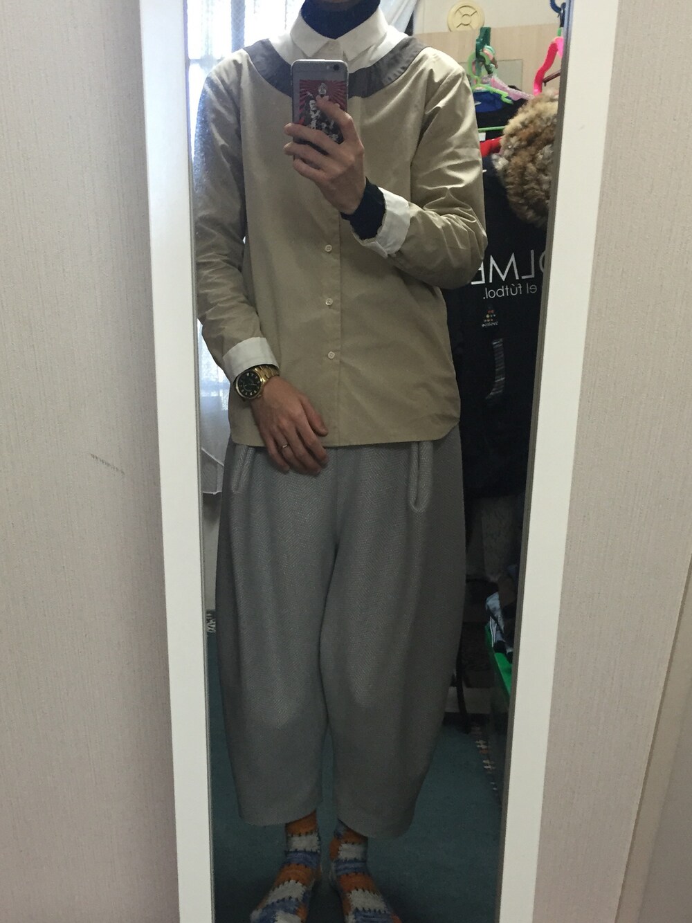 「モード」｜「ETHOSENSの【ETHOSENS】サイド切り替えタートルネック（Tシャツ/カットソー、ブルー系）」を使った、てったさん（メンズ・165cm）の冬コーディネートの1枚目の写真