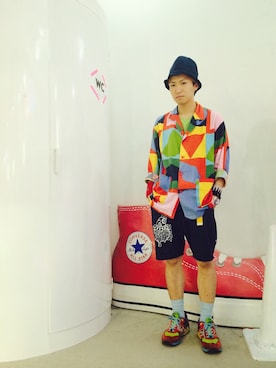 「私服」｜「アイテム（テーラードジャケット）」を使った、SAKAMOさん（メンズ・170cm）の夏コーディネート