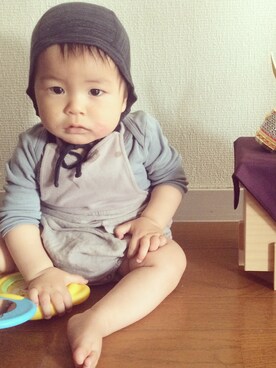 「アイテム（ママ＆ベビー、グリーン系）」を使った、pointeさん（キッズ・70cm）の春コーディネート