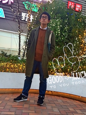 「アイテム（ステンカラーコート）」を使った、NAOKIさん（メンズ・170cm・10代）の冬コーディネート