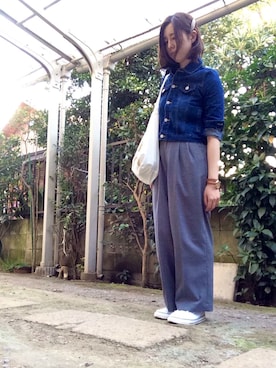 「ヘアアクセ」｜「アイテム（ジャケット/アウター）」を使った、ちゃんまみさん（レディース・158cm）の秋コーディネート