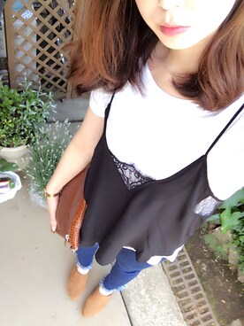 「切りっぱなし」｜「アイテム（アナログ腕時計）」を使った、ちゃんまみさん（レディース・160cm）の春コーディネート