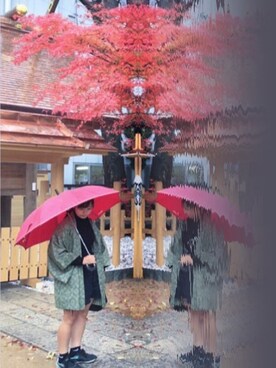 「真っ黒コーデ」｜「アイテム（その他アウター）」を使った、するちさん（レディース・154cm）の秋コーディネート
