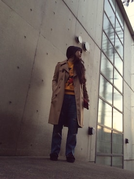 「SAINT LAURENT PARIS（サンローランパリ）のアイテム（トレンチコート）」を使った、yuiさん（レディース・160cm）の秋コーディネート