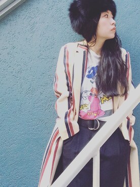 「DRIES VAN NOTEN（ドリスヴァンノッテン）のアイテム（チェスターコート）」を使った、yuiさん（レディース・160cm）の冬コーディネート
