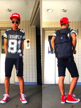 「allstar」｜「アイテム（Tシャツ/カットソー）」を使った、Joさん（メンズ・169cm）の夏コーディネート