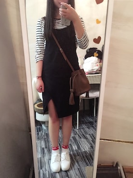 「H&M（エイチ・アンド・エム）のアイテム（ドラムバッグ）」を使った、a-Monster_さん（レディース・163cm）の春コーディネート