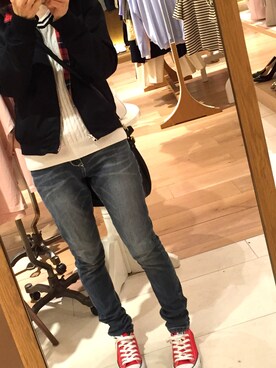 「フレッドペリー」｜「アイテム（その他アウター）」を使った、halさん（レディース・156cm）の春コーディネート