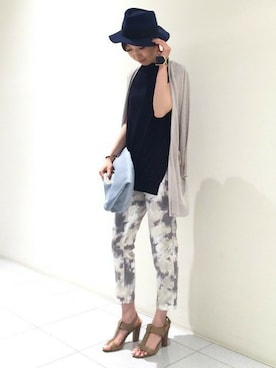 「アイテム（バングル/リストバンド、ブラック系）」を使った、natsukiさん（レディース・162cm）の夏コーディネート