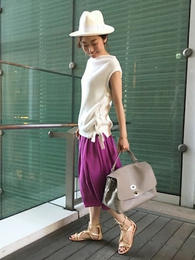 「Noble（ノーブル）の【SENSI STUDIO】 クラシックパナマ◆（ハット）」を使った、natsukiさん（レディース・162cm）の春コーディネート