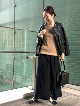 「アイテム（ライダースジャケット）」を使った、natsukiさん（レディース・162cm）の夏コーディネート