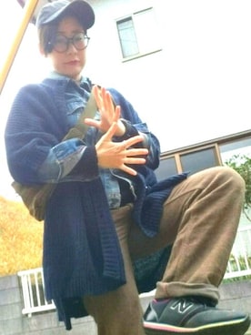 「アイテム（ボディバッグ/ウエストポーチ、グリーン系）」を使った、Yukaco Imamuraさん（レディース・166cm）の冬コーディネート