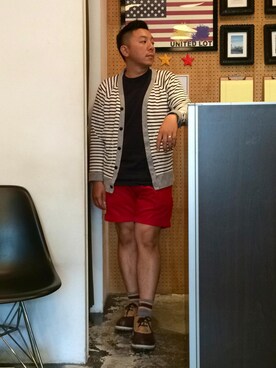 「膝上ショーツ」｜「アイテム（ブーツ）」を使った、伊藤孝法さん（メンズ・165cm）の夏コーディネート