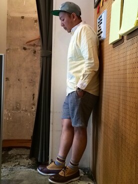 「膝上ショーツ」｜「アイテム（ブーツ）」を使った、伊藤孝法さん（メンズ・165cm）の夏コーディネート