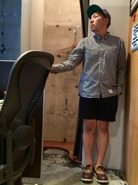「膝上ショーツ」｜「アイテム（ブーツ）」を使った、伊藤孝法さん（メンズ・165cm）の夏コーディネート
