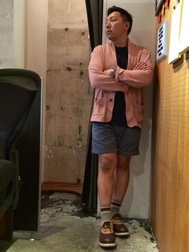 「膝上ショーツ」｜「アイテム（ブーツ）」を使った、伊藤孝法さん（メンズ・165cm）の夏コーディネート