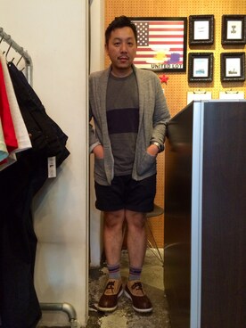 「膝上ショーツ」｜「アイテム（ブーツ）」を使った、伊藤孝法さん（メンズ・165cm）の夏コーディネート