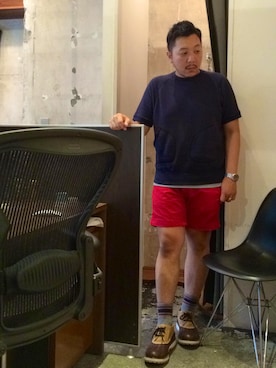 「膝上ショーツ」｜「アイテム（その他）」を使った、伊藤孝法さん（メンズ・165cm）の夏コーディネート