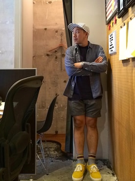 「膝上ショーツ」｜「アイテム（その他）」を使った、伊藤孝法さん（メンズ・165cm）の秋コーディネート