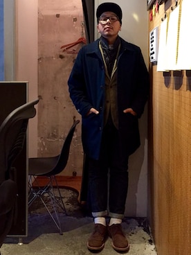 「オーバーサイズコート」｜「アイテム（その他）」を使った、伊藤孝法さん（メンズ・165cm）の冬コーディネート