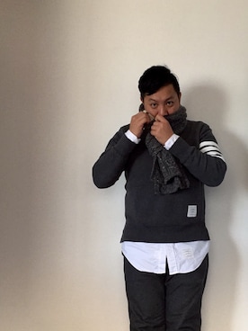 「OUTPUT（アウトプット）のアイテム（パンツ）」を使った、伊藤孝法さん（メンズ・165cm）の冬コーディネート