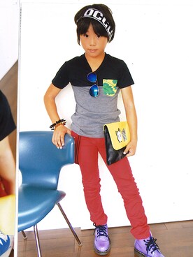 「BLOC（ブロック）のアイテム（パンツ）」を使った、bloc_betty_OFFICIALさん（キッズ・135cm）の夏コーディネート