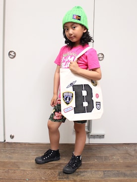 「BLOC（ブロック）のアイテム（パンツ）」を使った、bloc_betty_OFFICIALさん（キッズ・120cm）の夏コーディネート
