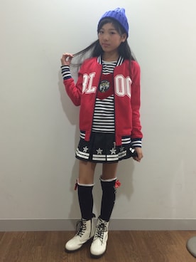 「BLOC（ブロック）のアイテム（帽子）」を使った、bloc_betty_OFFICIALさん（キッズ・148cm）の秋コーディネート
