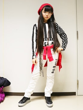 「BLOC（ブロック）のアイテム（パンツ）」を使った、bloc_betty_OFFICIALさん（キッズ・148cm）の春コーディネート