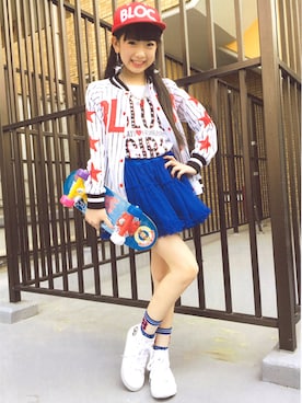 「BLOC（ブロック）のアイテム（帽子）」を使った、bloc_betty_OFFICIALさん（キッズ・142cm）の春コーディネート