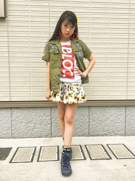 「BLOC（ブロック）のアイテム（トップス）」を使った、bloc_betty_OFFICIALさん（キッズ・143cm）の夏コーディネート