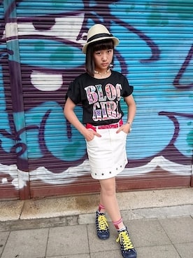 「BLOC（ブロック）のアイテム（トップス）」を使った、bloc_betty_OFFICIALさん（キッズ・153cm）の夏コーディネート