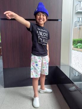 「BLOC（ブロック）のアイテム（パンツ）」を使った、bloc_betty_OFFICIALさん（キッズ・131cm）の夏コーディネート