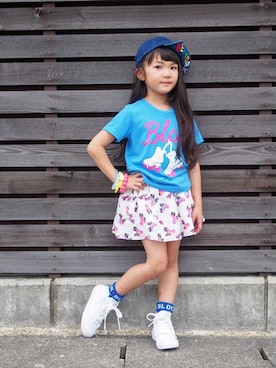 「BLOC（ブロック）のアイテム（トップス）」を使った、bloc_betty_OFFICIALさん（キッズ・110cm）の夏コーディネート