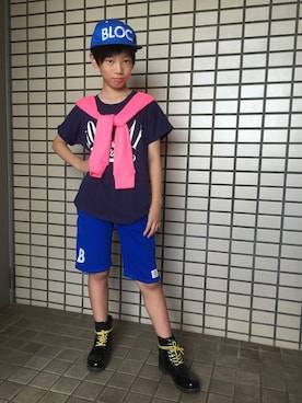 「BLOC（ブロック）のアイテム（トップス）」を使った、bloc_betty_OFFICIALさん（キッズ・146cm）の夏コーディネート