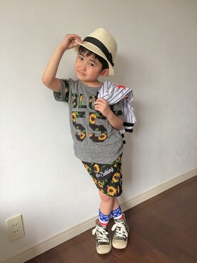 「BLOC（ブロック）のアイテム（トップス）」を使った、bloc_betty_OFFICIALさん（キッズ・110cm）の夏コーディネート