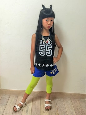 「BLOC（ブロック）のアイテム（パンツ）」を使った、bloc_betty_OFFICIALさん（キッズ・121cm）の夏コーディネート