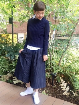 「ネイビー×ホワイト」｜Reimiさん（レディース・170cm）の夏コーディネート